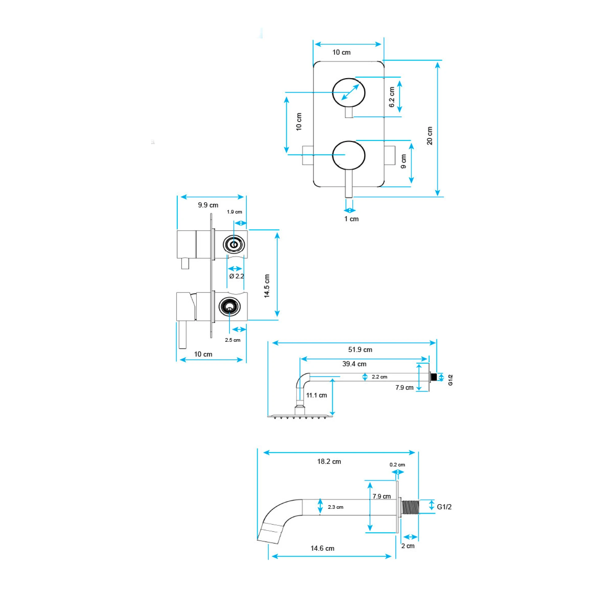 Griferia De Ducha De Empotrar 35Mm De Acero Inoxidable Satinado
